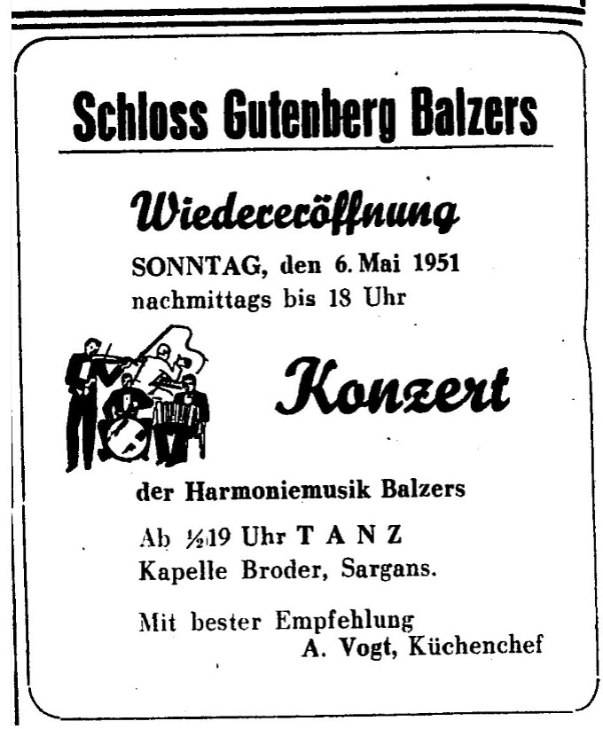 Inserat im Liechtensteiner Volksblatt, 5.5.1951.